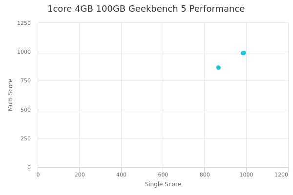 1core 4GB 100GB's Geekbench 5 performance